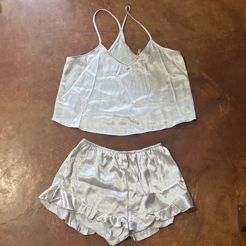 Lulus Grey Satin Sleepwear Set